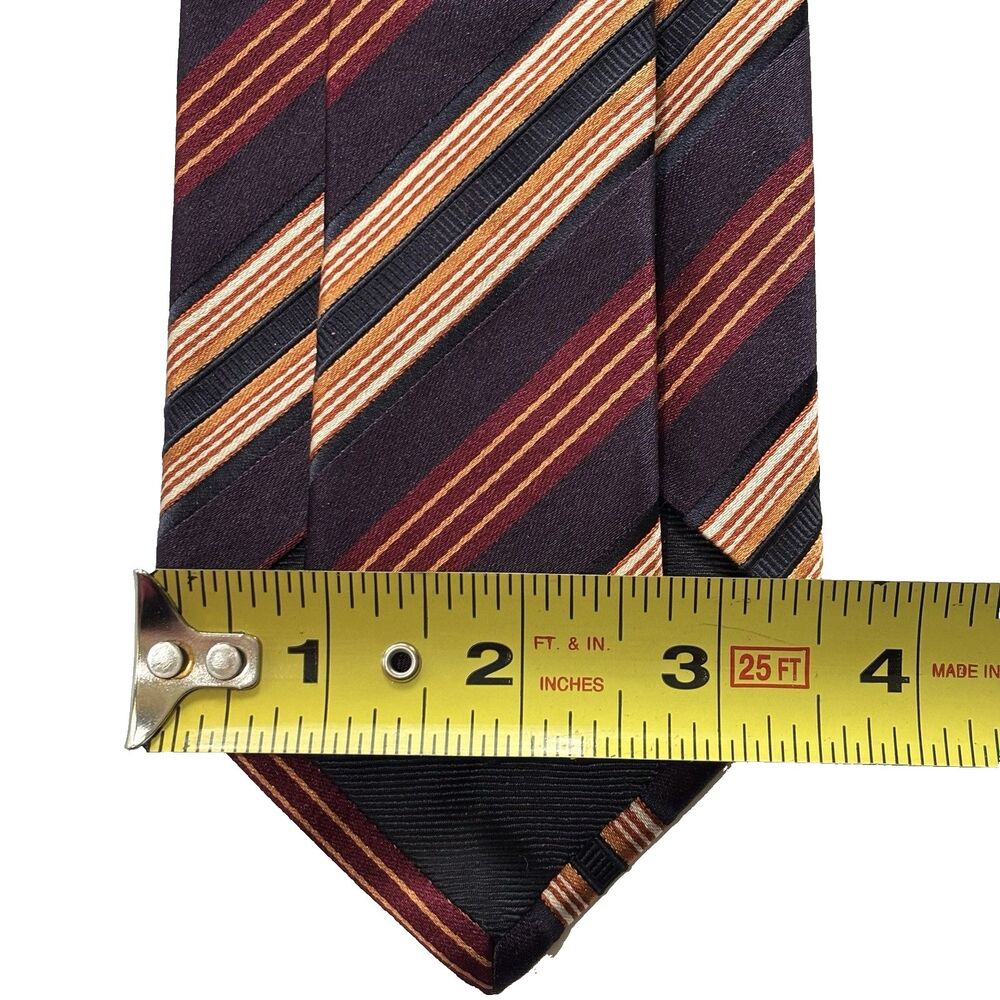 ERMENEGILDO ZEGNA 95% Silk/Cotton Tie/Necktie Italy Striped VTG Purple/Red NWT - Picture 13 of 14